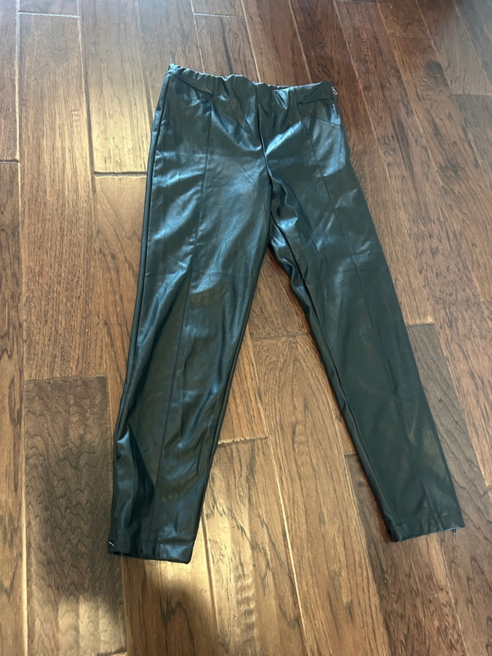 Ella Blue Black Faux Leather Tapered Pants